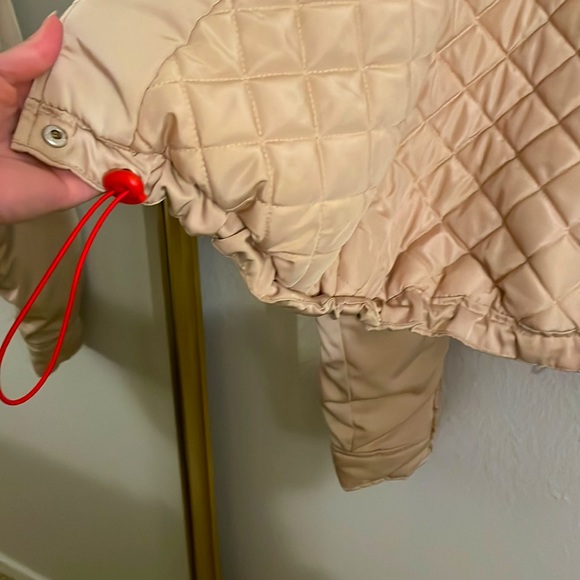 Satin Quilted Crop Jacket Tan - Picture 4 of 6